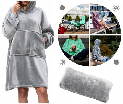 Universali Dydžio Laisvalaikio Jaka su Gobtuvu, Chalatas, Minkštas Per Dydžio Kailinis Pledukas