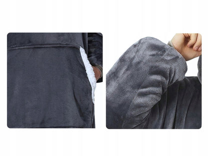 Šilta XXL dydžio "oversize" 2in1 "futrzak" tipo, minkšta, su gobtuvu, storo audinio chalato tipo palaidinė