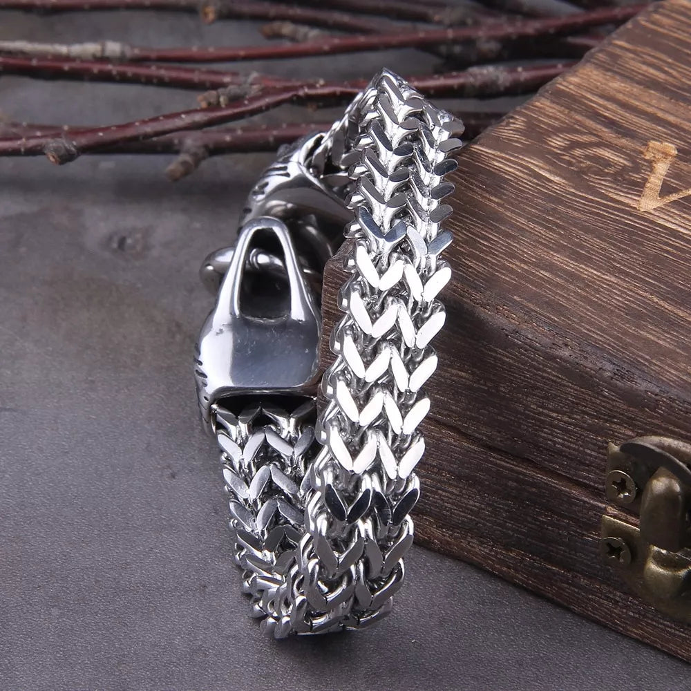 Vikingo vyriška apyrankė „Thor ir vilkas“, chirurginis plienas