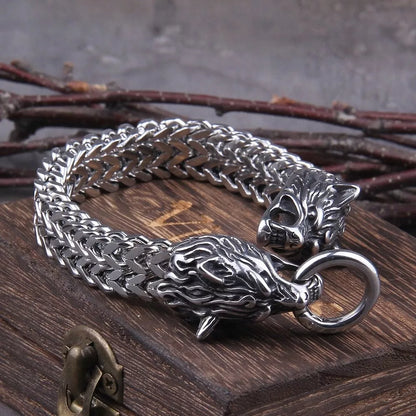 Vikingo vyriška apyrankė „Thor ir vilkas“, chirurginis plienas