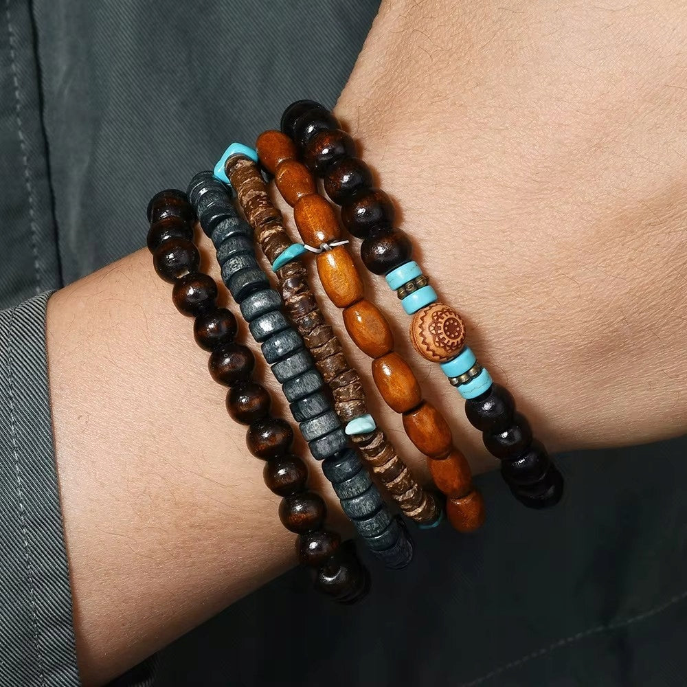 Vikingų apyrankė surfer rock cool boho, 5 vnt. rinkinys, dovanų idėja