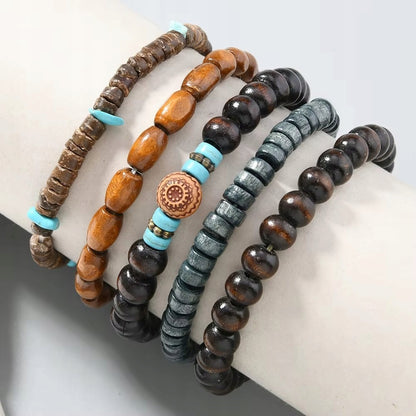 Vikingų apyrankė surfer rock cool boho, 5 vnt. rinkinys, dovanų idėja