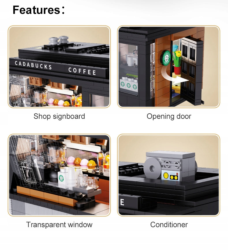 CaDA Kavinė CADABUCKS COFFEE HOUSE LED 768 det. Dovanai + LED rinkinys