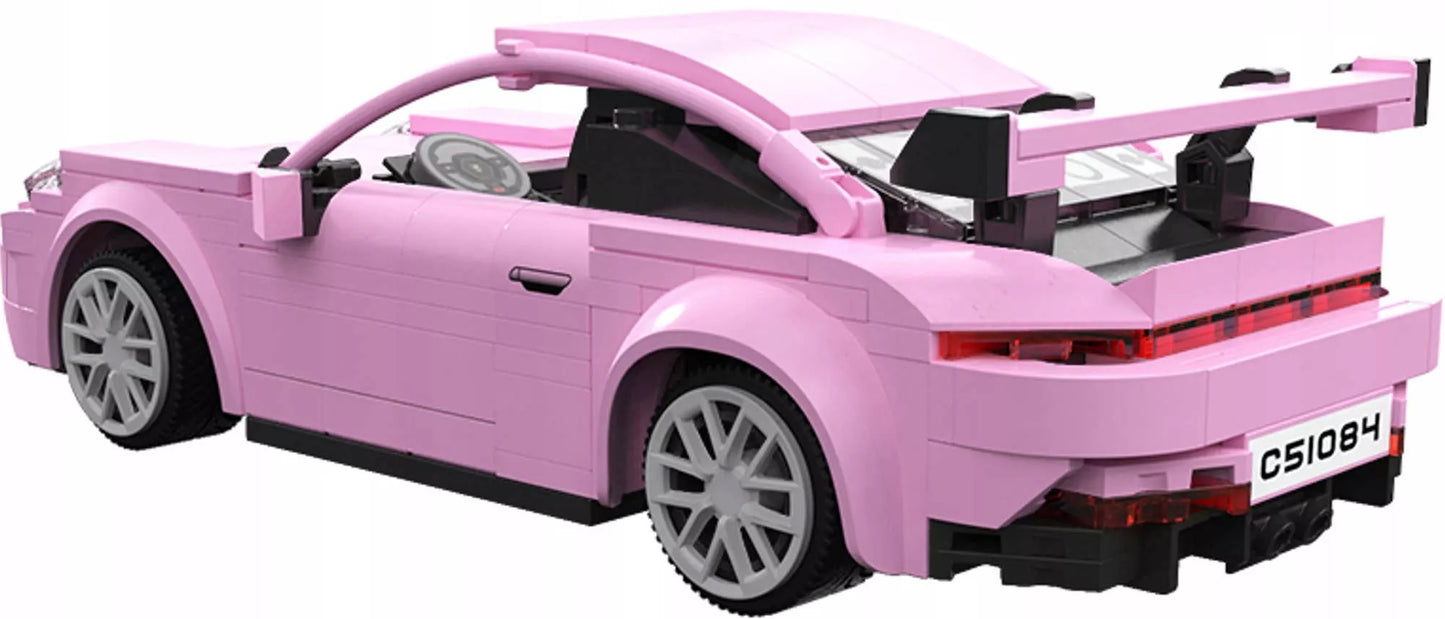 CADA Konstruktoriaus rinkinys: Sportinio automobilio modelis "Legend Sport", Rožinis, RC, Dvigubo režimo, 280 elementų