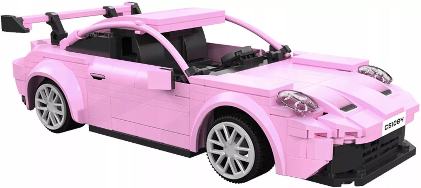 CADA Konstruktoriaus rinkinys: Sportinio automobilio modelis "Legend Sport", Rožinis, RC, Dvigubo režimo, 280 elementų