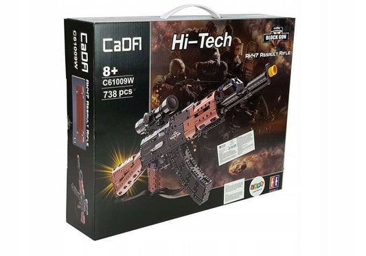 CADA Statybinių blokelių rinkinys Šautuvas AK-47 KALASHNIKOV 738 EL. Didelis