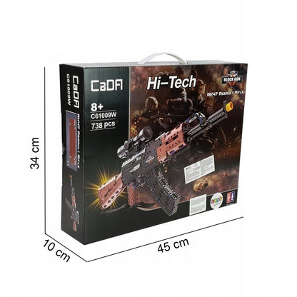 CADA Statybinių blokelių rinkinys Šautuvas AK-47 KALASHNIKOV 738 EL. Didelis