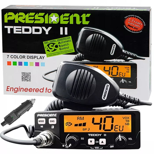 CB RADIJAS PRESIDENT TEDDY II ASC + Antena Hustler