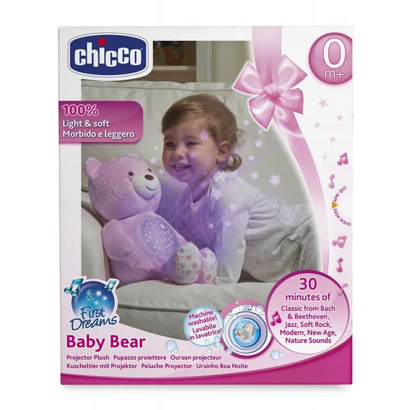 CHICCO meškiukas su projektoriumi 3in1 naktinė lemputė + lopšinės