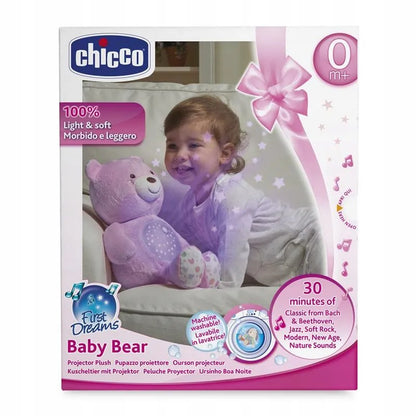 CHICCO meškiukas su projektoriumi 3in1 naktinė lemputė + lopšinės