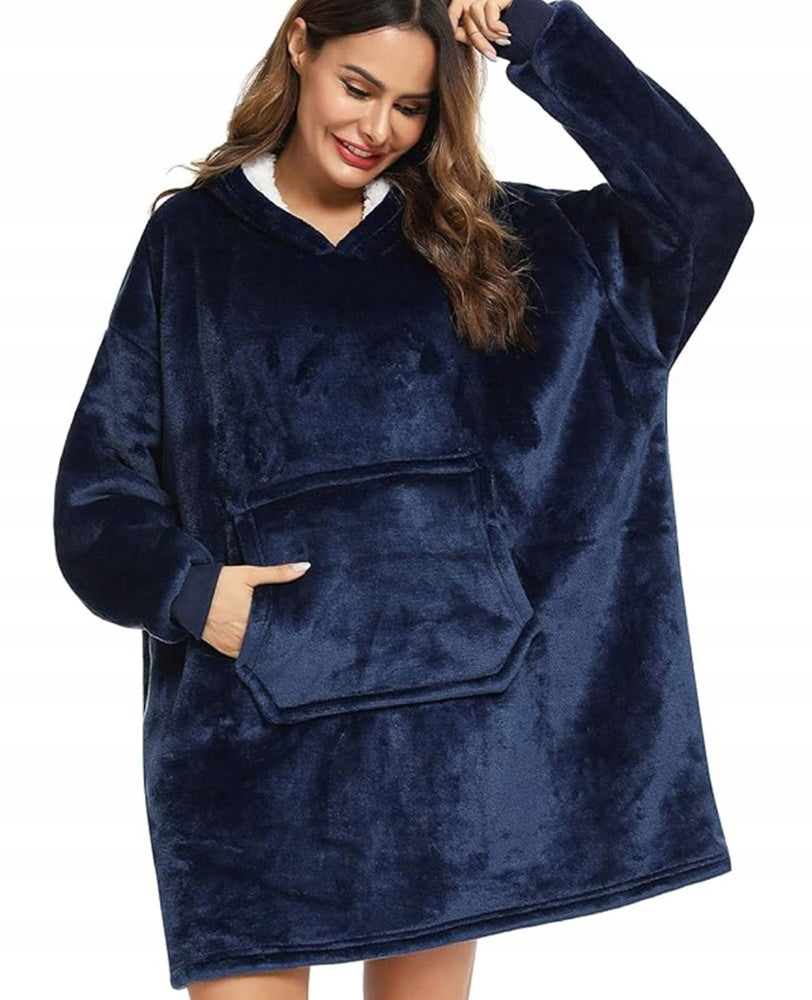 Šiltas pledo-megztinis storas šiltas pledas su rankovėmis oversize 2in1 chalatas TV pledas