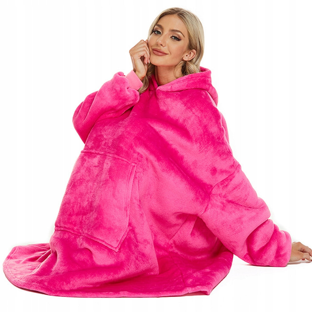 Šiltas pledo-megztinis storas šiltas pledas su rankovėmis oversize 2in1 chalatas TV pledas