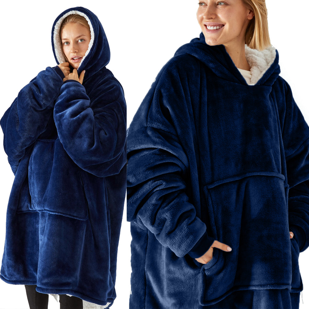 Šiltas pledo-megztinis storas šiltas pledas su rankovėmis oversize 2in1 chalatas TV pledas