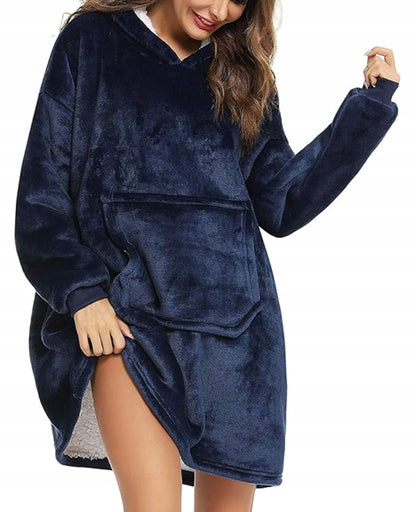 Šiltas pledo-megztinis storas šiltas pledas su rankovėmis oversize 2in1 chalatas TV pledas