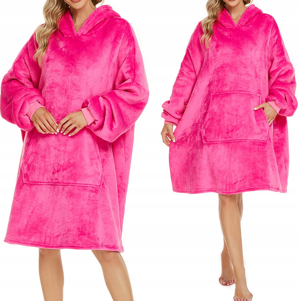 Šiltas pledo-megztinis storas šiltas pledas su rankovėmis oversize 2in1 chalatas TV pledas