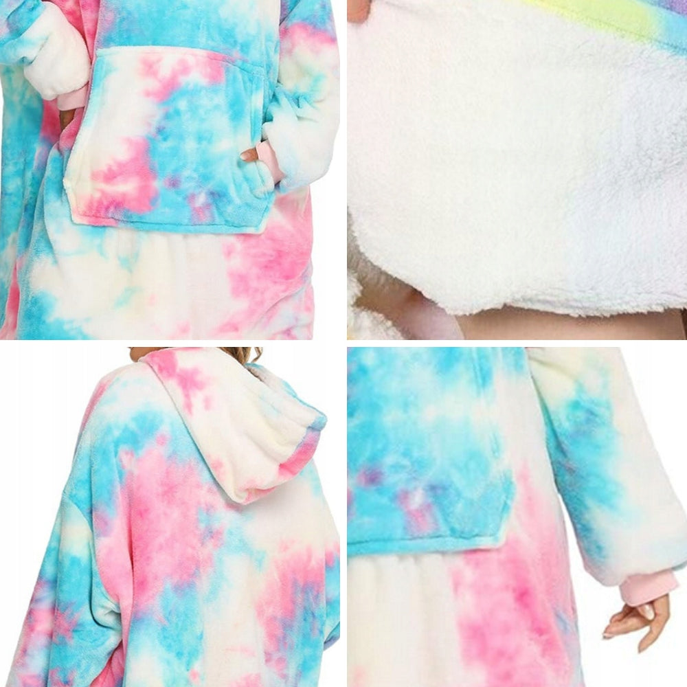 Šiltas pledo-megztinis storas šiltas pledas su rankovėmis oversize 2in1 chalatas TV pledas