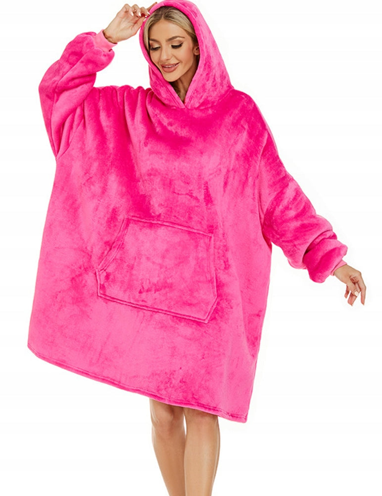 Šiltas pledo-megztinis storas šiltas pledas su rankovėmis oversize 2in1 chalatas TV pledas