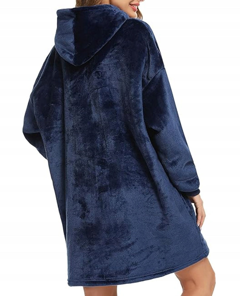 Šiltas pledo-megztinis storas šiltas pledas su rankovėmis oversize 2in1 chalatas TV pledas