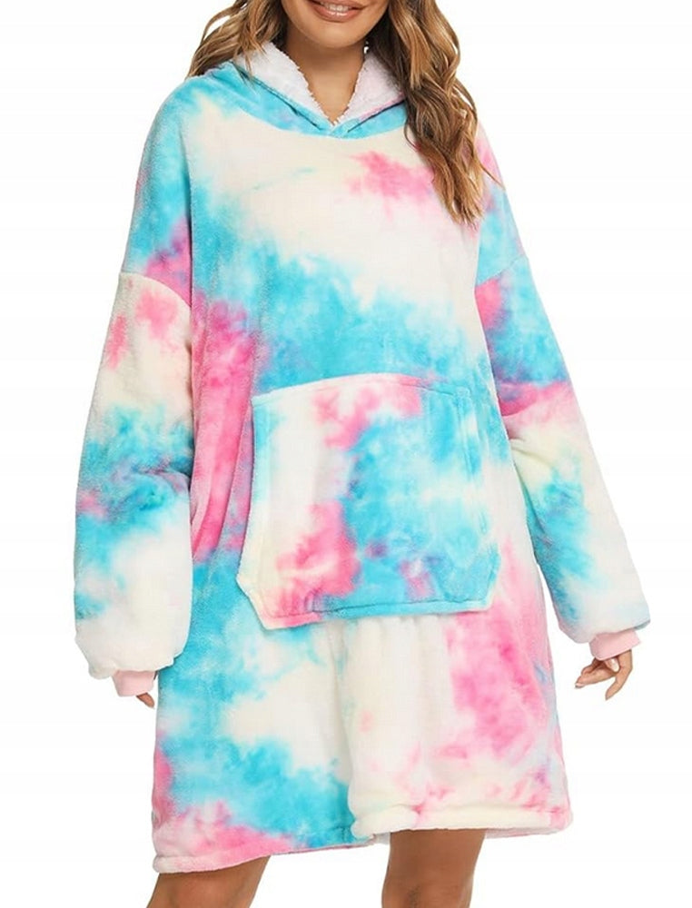 Šiltas pledo-megztinis storas šiltas pledas su rankovėmis oversize 2in1 chalatas TV pledas