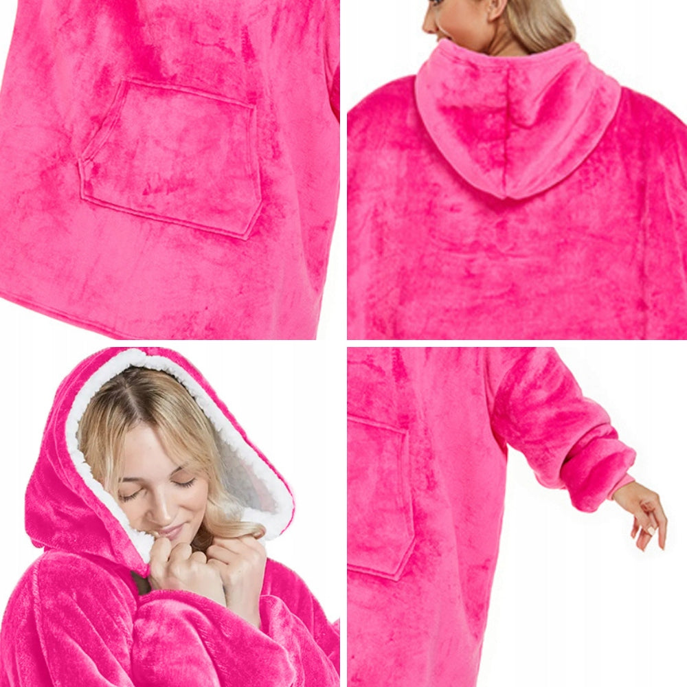 Šiltas pledo-megztinis storas šiltas pledas su rankovėmis oversize 2in1 chalatas TV pledas