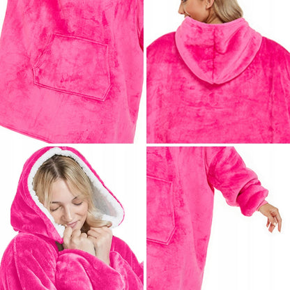 Šiltas pledo-megztinis storas šiltas pledas su rankovėmis oversize 2in1 chalatas TV pledas