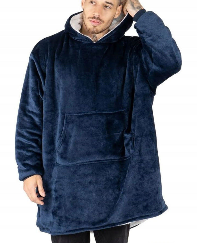 Šiltas pledo-megztinis storas šiltas pledas su rankovėmis oversize 2in1 chalatas TV pledas