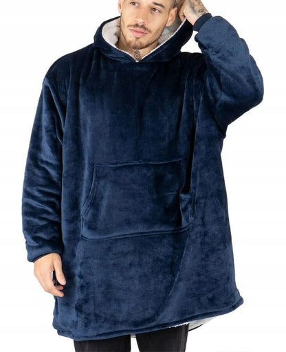 Šiltas pledo-megztinis storas šiltas pledas su rankovėmis oversize 2in1 chalatas TV pledas