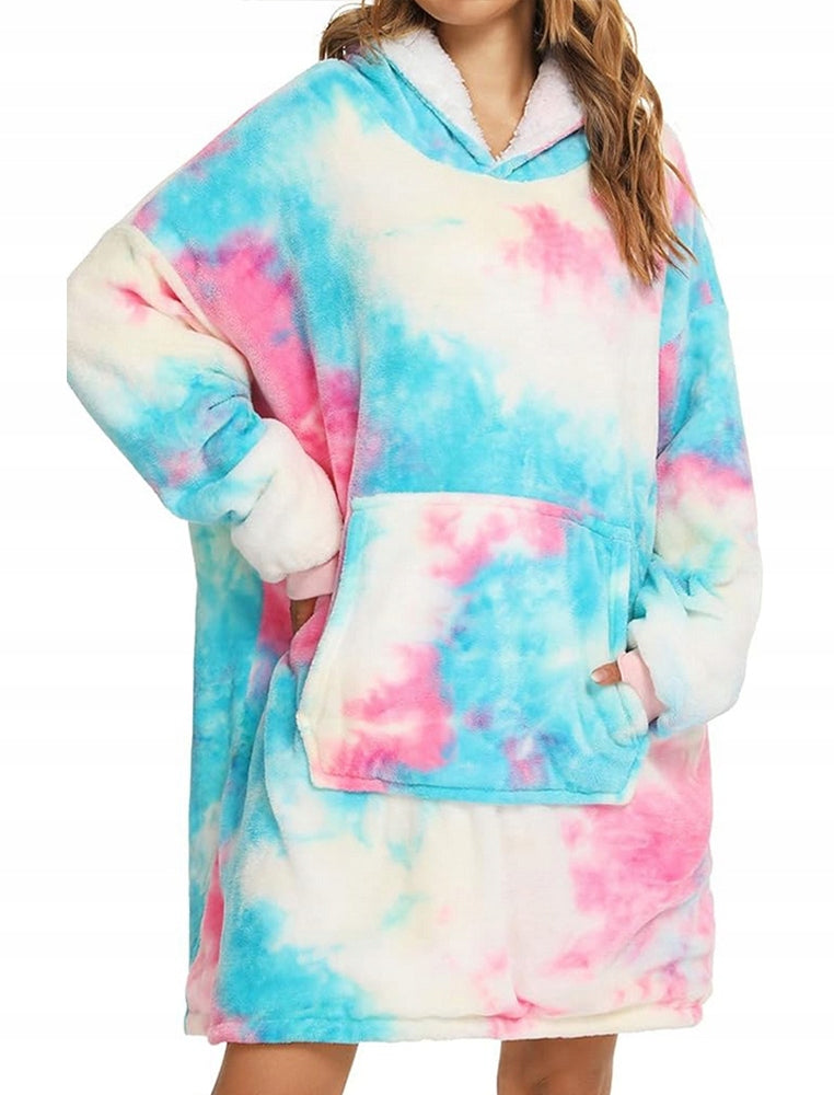 Šiltas pledo-megztinis storas šiltas pledas su rankovėmis oversize 2in1 chalatas TV pledas