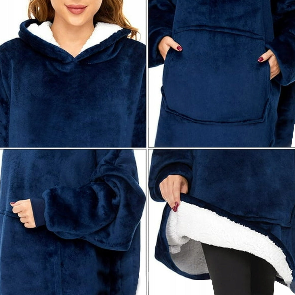 Šiltas pledo-megztinis storas šiltas pledas su rankovėmis oversize 2in1 chalatas TV pledas