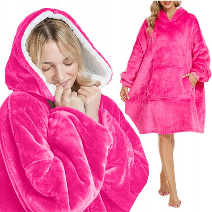 Šiltas pledo-megztinis storas šiltas pledas su rankovėmis oversize 2in1 chalatas TV pledas