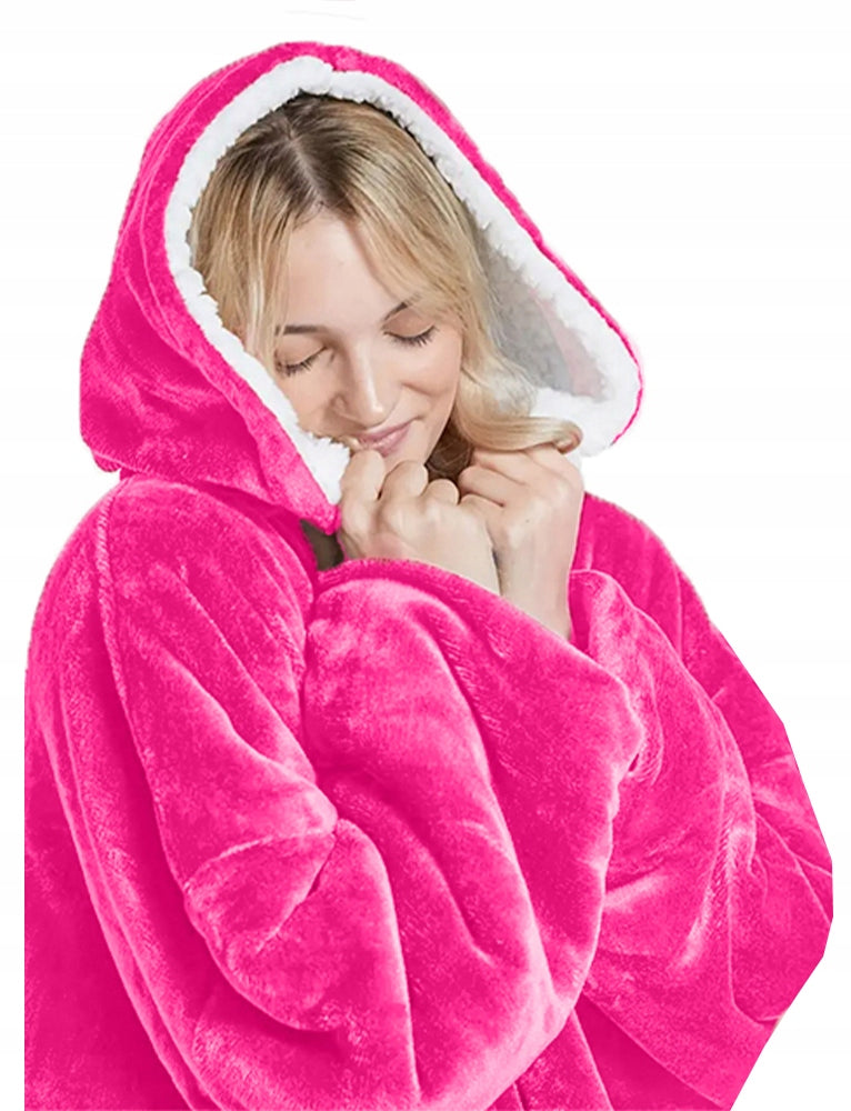 Šiltas pledo-megztinis storas šiltas pledas su rankovėmis oversize 2in1 chalatas TV pledas