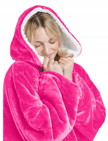 Šiltas pledo-megztinis storas šiltas pledas su rankovėmis oversize 2in1 chalatas TV pledas