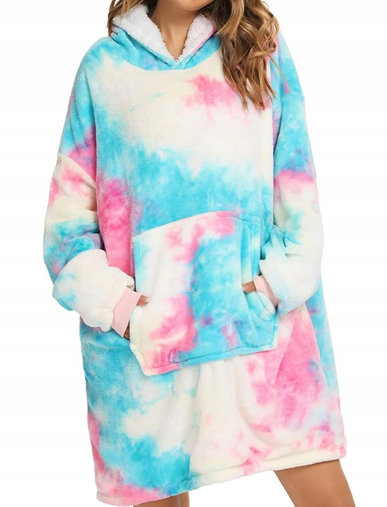 Šiltas pledo-megztinis storas šiltas pledas su rankovėmis oversize 2in1 chalatas TV pledas