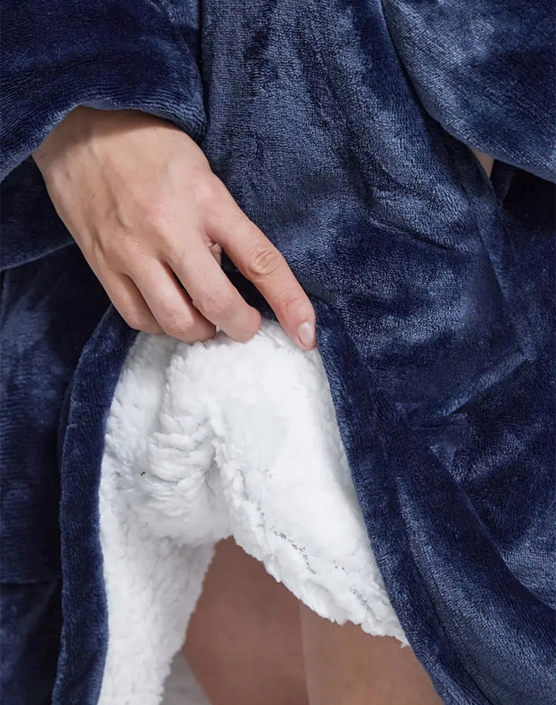 Šiltas pledo-megztinis storas šiltas pledas su rankovėmis oversize 2in1 chalatas TV pledas