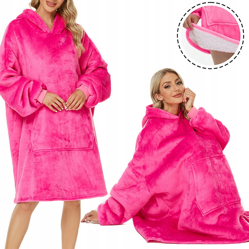 Šiltas pledo-megztinis storas šiltas pledas su rankovėmis oversize 2in1 chalatas TV pledas