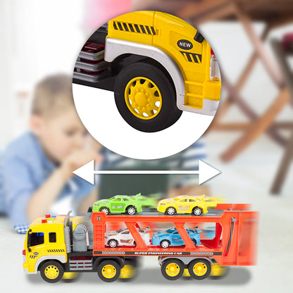 Sunkvežimio transporteris su automobiliais, garsinis žaislas