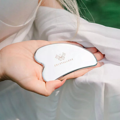 CRYSTALLOVE Atšaldantis ledo gua sha – gua sha veido masažo plokštelė pagaminta iš nerūdijančio plieno