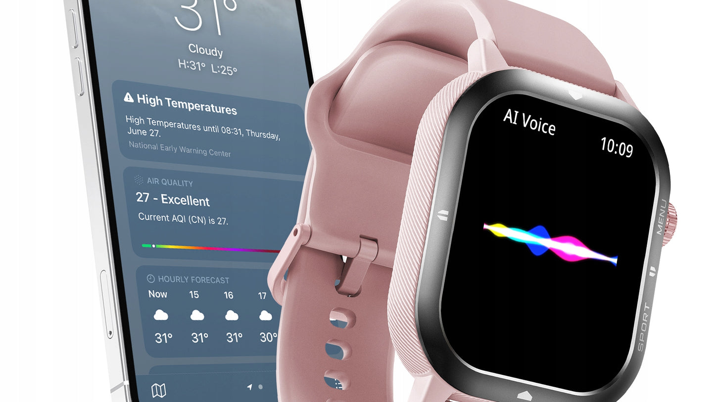 CUBOT U1 AI išmanusis laikrodis moterims, sportinis, pulsas, telefono skambučiai, atsparus vandeniui