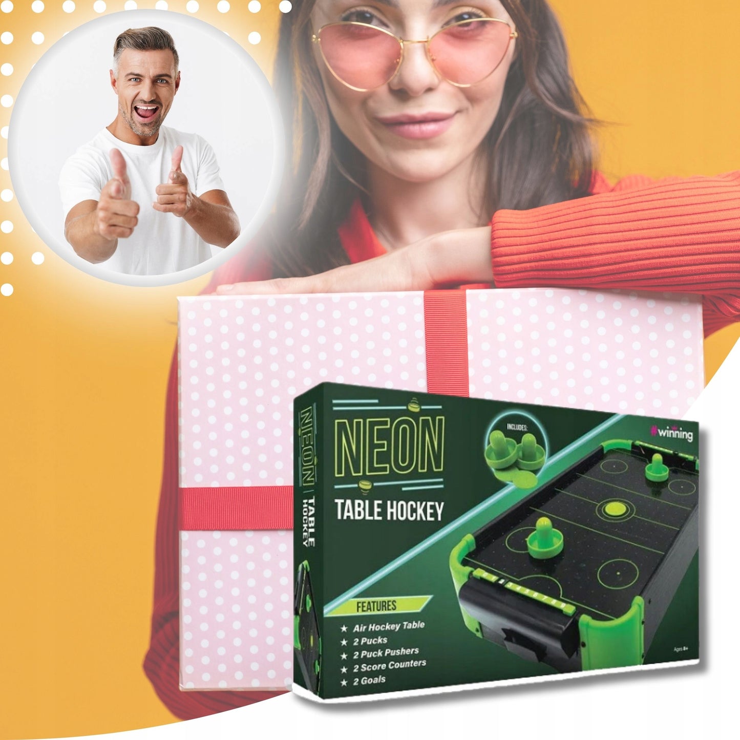 CYMBERGAJ Neoninis oro ritulio stalas žaidimas vaikams, hokejus, dovana berniukui