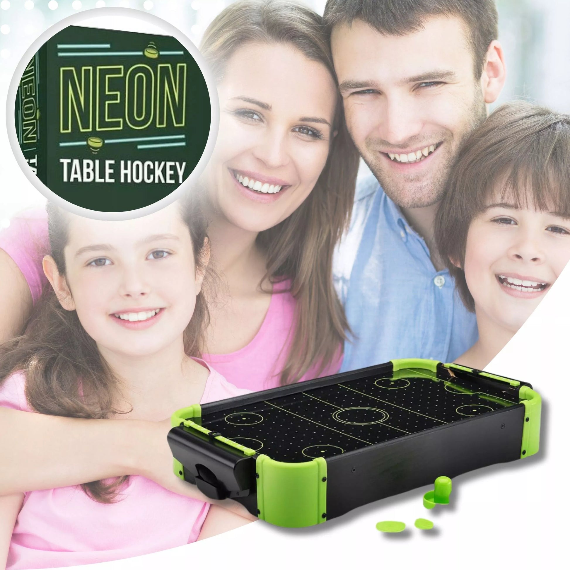 Oro ritulio stalas su neoniniu apšvietimu – žaidimas vaikams, hokejus, dovanos idėja