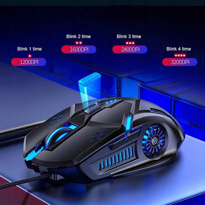 Juoda RGB LED žaidimų kompiuterinė pelė