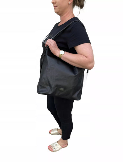 Juoda odinė moteriška rankinė „Shopper A4“, Vera Pelle