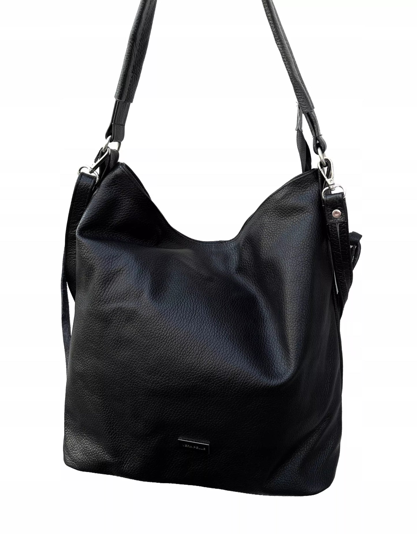 Juoda odinė moteriška rankinė „Shopper A4“, Vera Pelle