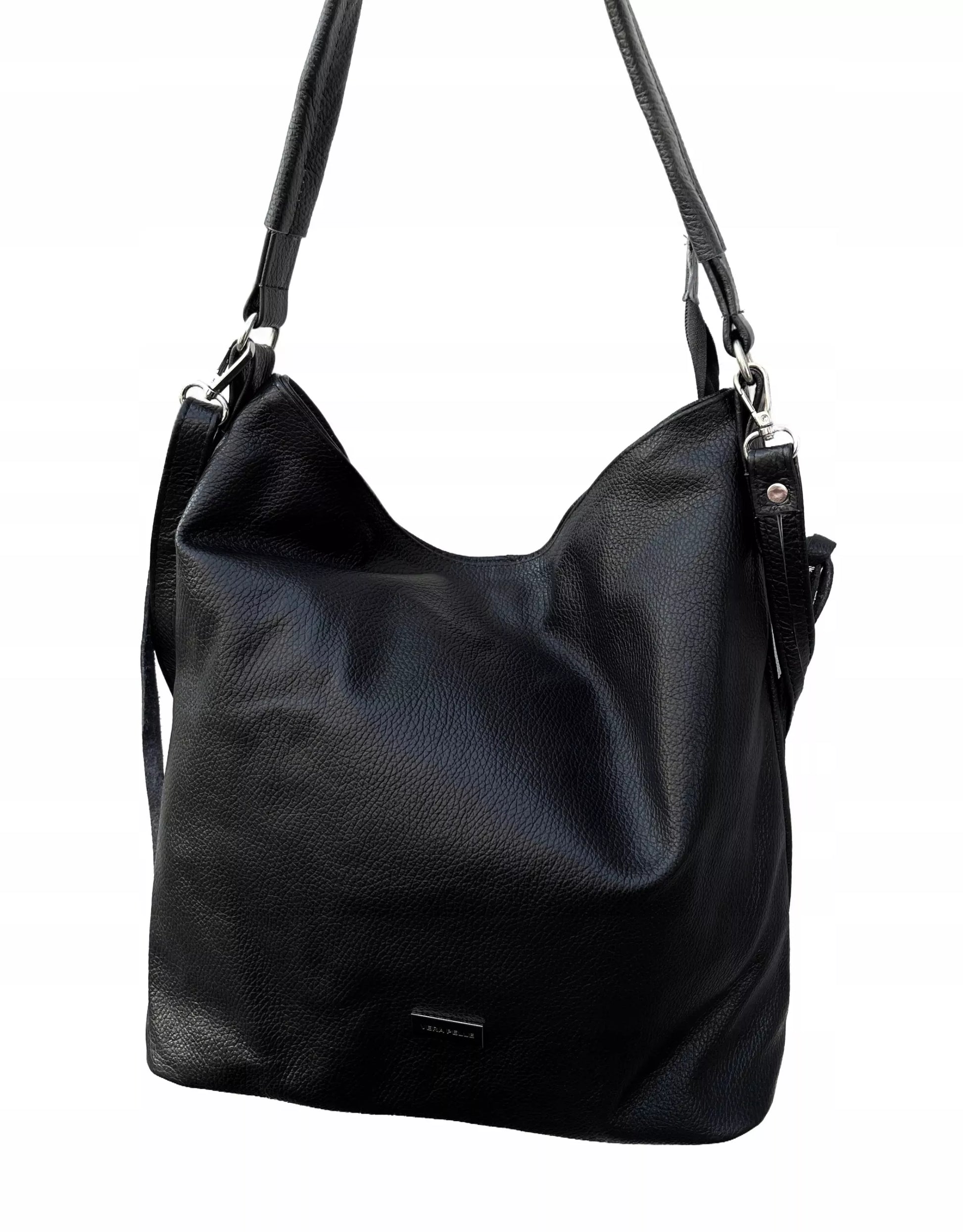 Juoda odinė moteriška rankinė „Shopper A4“, Vera Pelle