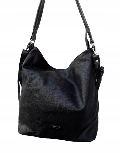 Juoda odinė moteriška rankinė „Shopper A4“, Vera Pelle