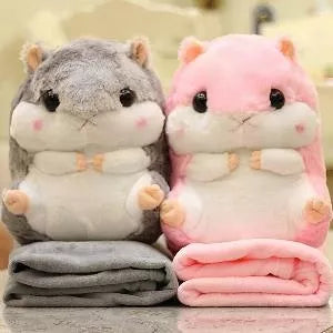 3in1 „Hamsteris“ – minkšta pagalvėlė, antklodėlė ir pliušinis žaislas, puiki dovana