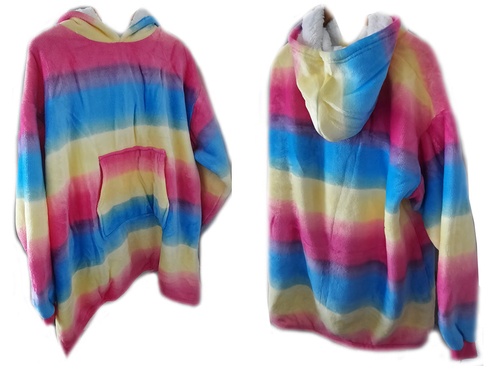 Šilta, storo dirbtinio kailio oversize XXL dydžio 2-in-1 džemperis-antklodė