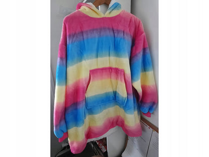 Šilta, storo dirbtinio kailio oversize XXL dydžio 2-in-1 džemperis-antklodė