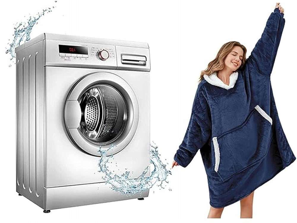 Šilta oversize XXL 2in1 stora pūkinė minkšta su gobtuvu chalato tipo bliuzonas