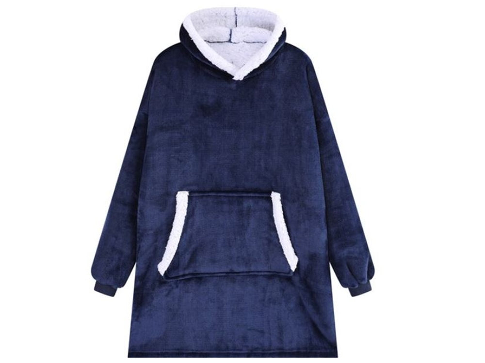 Šilta oversize XXL 2in1 stora pūkinė minkšta su gobtuvu chalato tipo bliuzonas